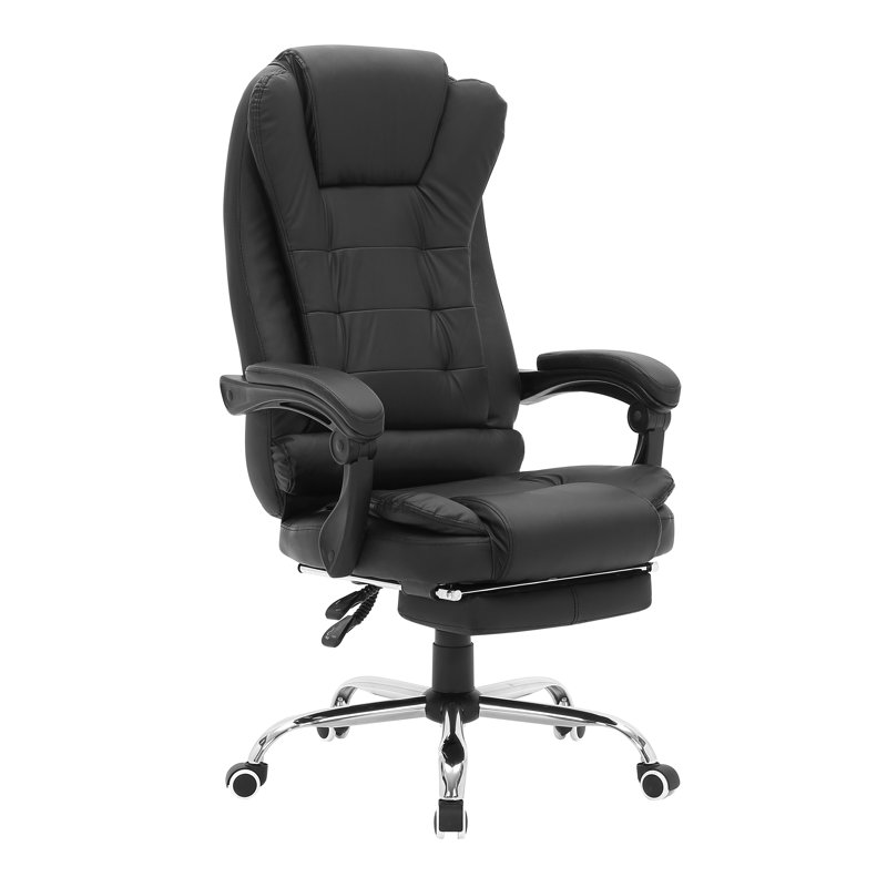 Montes Jett Executive Office Chair Reclining Backrest Retractable Footrest The Twillery Co. Upholstery Color Black